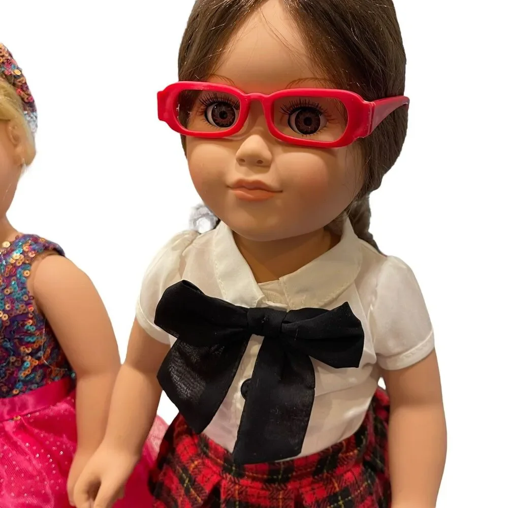 My Life Doll Lot of 2 school girl Pink sequin dress extra outfits 18”